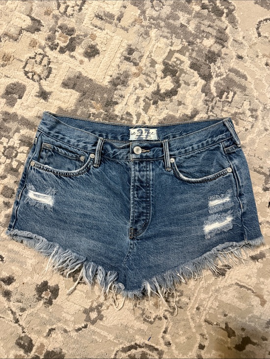 We The Free Pants - We The Free Distressed High-Rise Blue Denim Jean Shorts